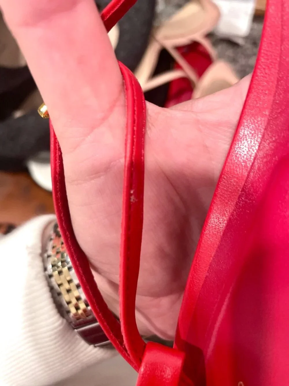 Zara Red Faux Leather Red Strappy Heeled Sandals Size 36